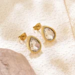 Pendientes de Botón con Lágrima de Cristal