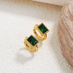 Pendientes de Aro con Circonita Rectangular