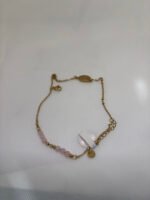 Brazalete Cuarzo Rosa y Hoja