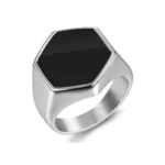 Anillo Signet Hexágono Negro