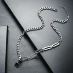 Cadena Eslabones Plata Acero Hombre